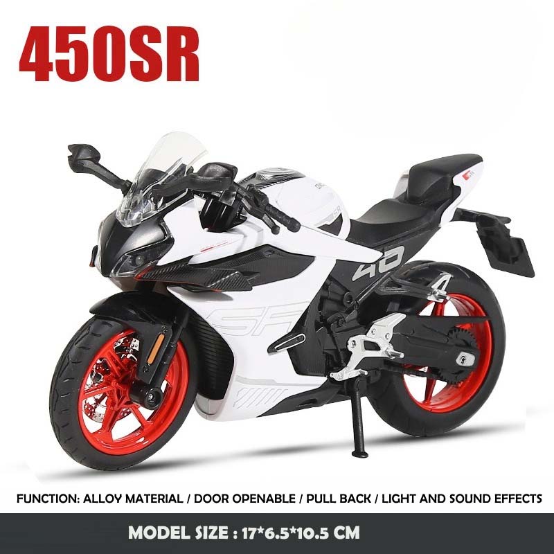 Симуляция 1/12 CFMOTO 450SR Металлический Модель Мотоцикла Звук и Свет Игрушечный Транспорт Средство Детский Мальчик Подарок на День Рождения Коллекция Миниатюра