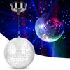 8" Hanging Mirror Disco Ball with Motor and Light 6 RPM Batteries Powered with 4 Light Colors and 18 LEDs for Party DJ Club Wedding Birthday