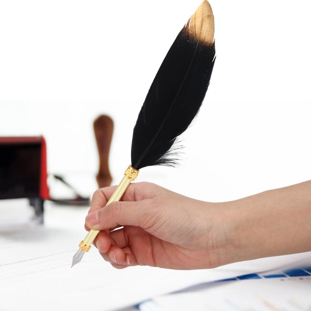 24cm/9.4in Feather Pen Kit Blue Dip Pen Set Replacement Calligraphic Pen Set Writing Practice