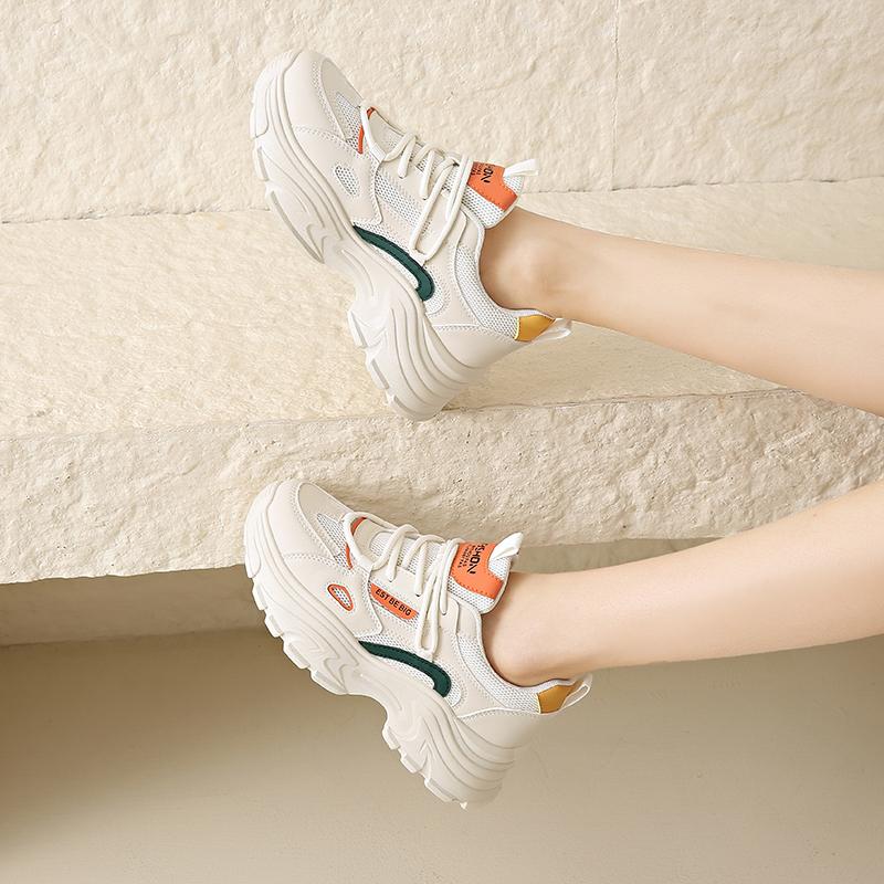 Модные дизайнерские кроссовки CRLAYDK на массивной подошве для женщин, платформа, сетка, белые, повседневные, папины кроссовки, женские клинья для ходьбы, дышащие, на шнуровке, теннисные