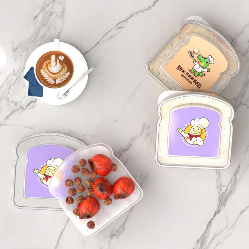 Портативный ланч-бокс в форме тоста с крышкой, коробка для сэндвичей, тостов, хлеба, кухни, пикника на открытом воздухе, большой емкости, коробка для бенто