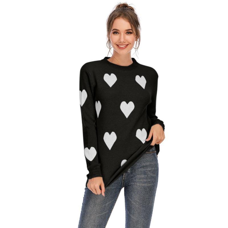 Women's Autumn and Winter Loose Love Crewneck Pullover Knit Sweater