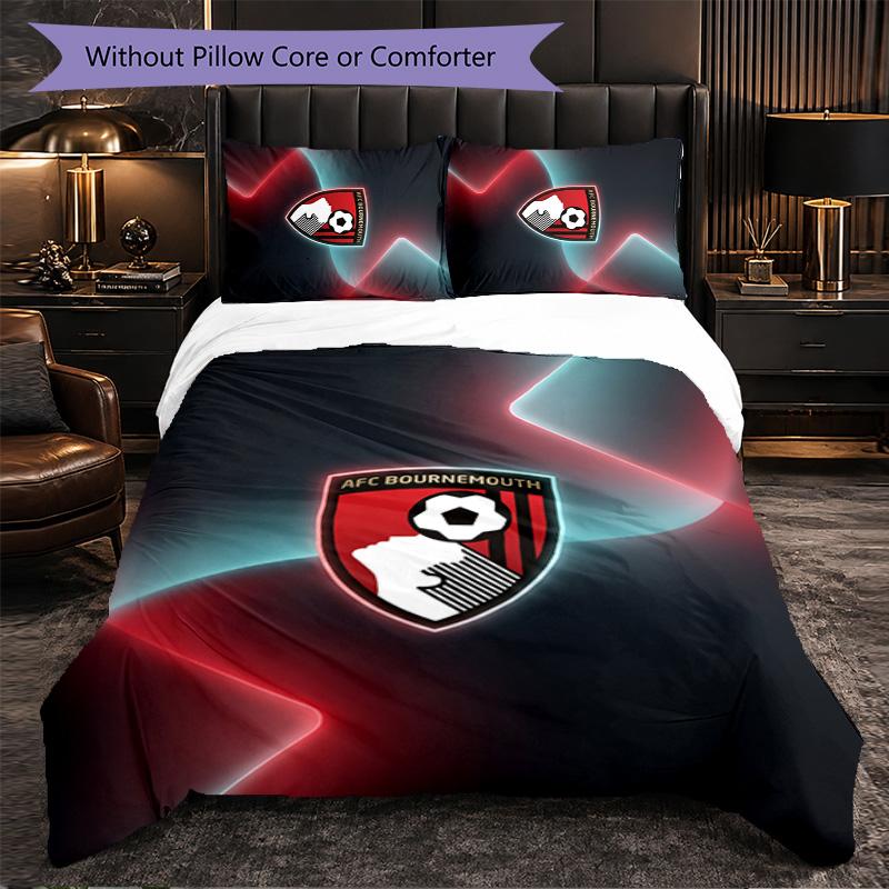 Bournemouth Football 3 Piece Bedding Set Soft Duvet Cover Set with Pillowcases Printed Bedroom Decor Set for Home