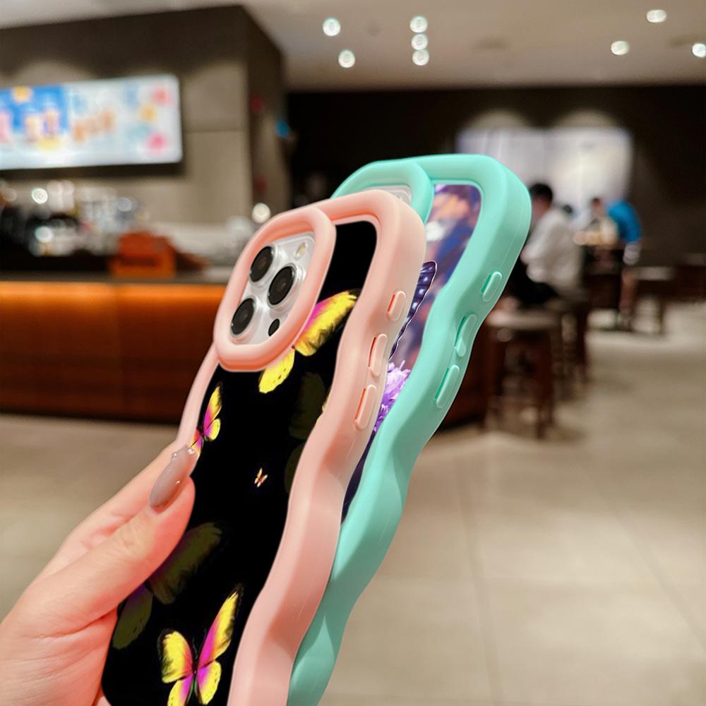 Мягкий чехол для телефона Macaron из ТПУ для iPhone 11, 12, 13, 14, 15 Pro Max SE X Xs Max XR 6 6s 7 8 Plus Tecno Camon 19 20 Pro Realme C35 Ae64 с бабочкой и цветочным рисунком