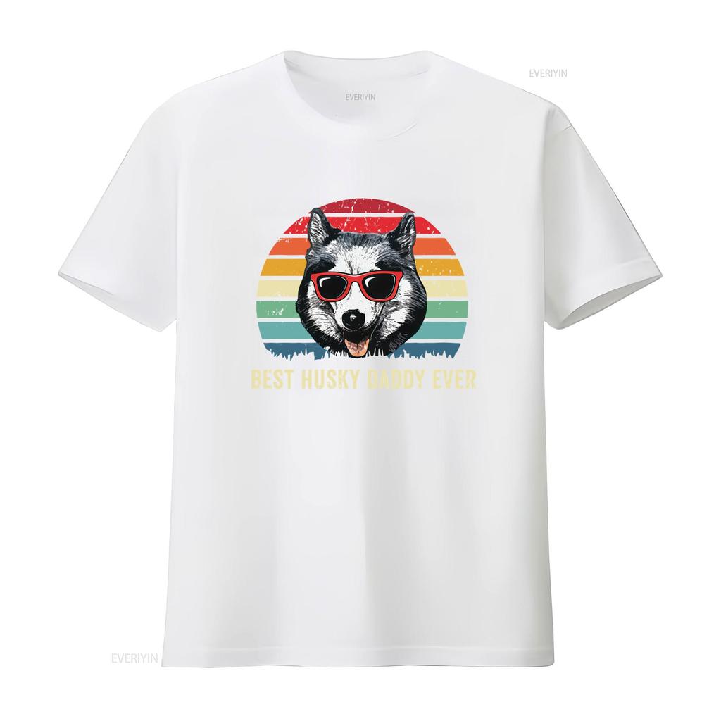 Best Husky Daddy Ever Retro Style T Shirt Siberian Print for Dog Lovers Perfect from Son Daughter vintage Washed Stretched