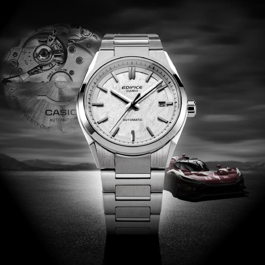 Casio Мужские механические автоматические часы Edifice EFK-110D-7AJF с сапфировым стеклом, белые