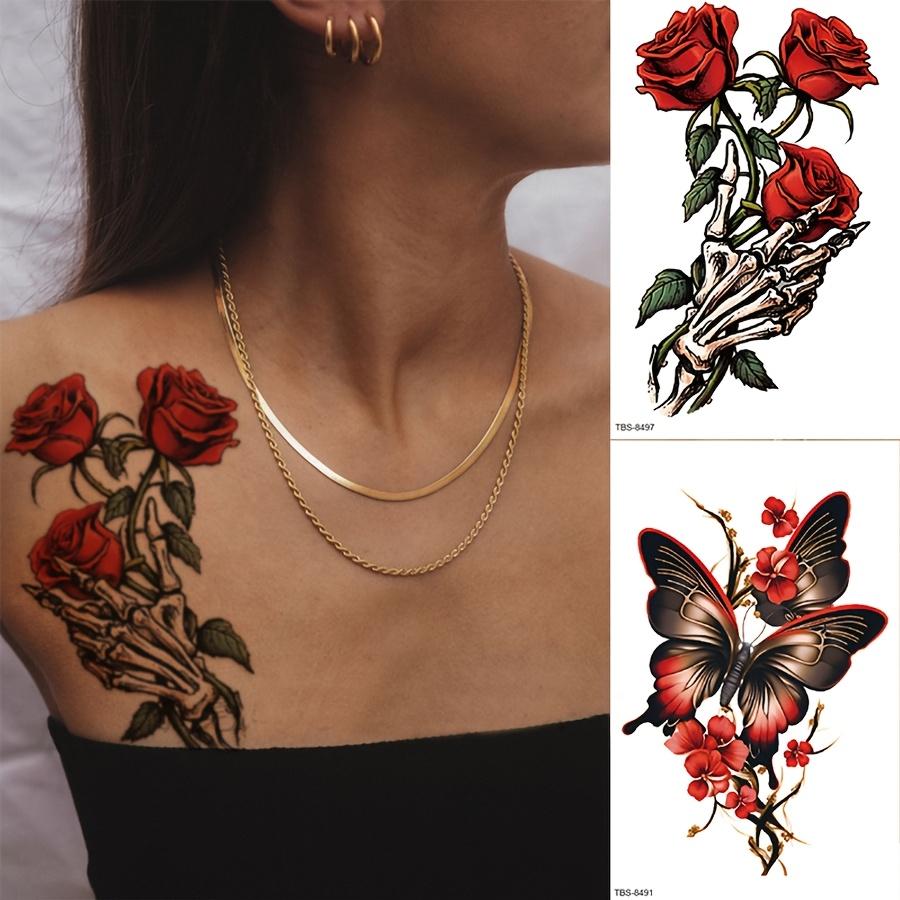 Tattoo Stickers Temporary Butterfly Arm  Leg Tattoo Stickers For Women temporary tattoo Rose Flower Sheet  High Quality