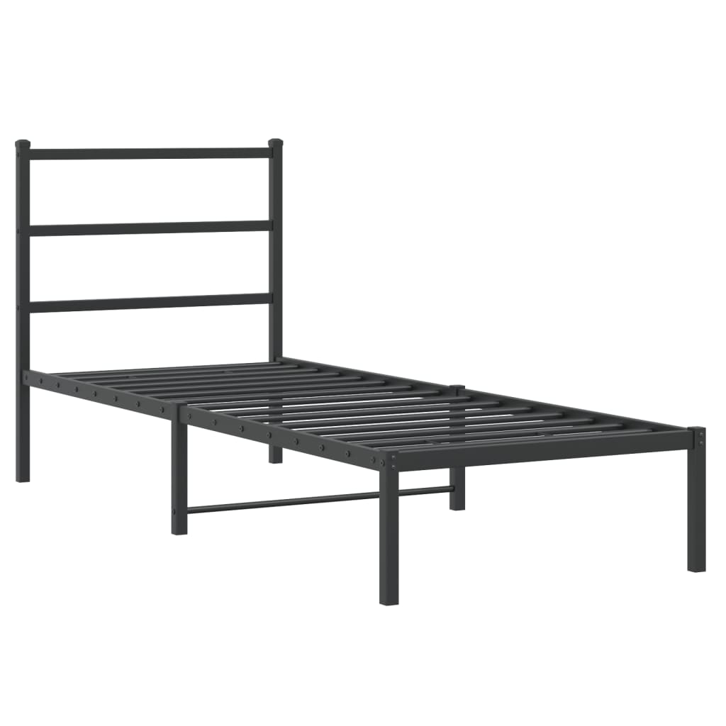 Vidaxl Металлическая Рама Кровати С Изголовьем, Черная, 80X200 См