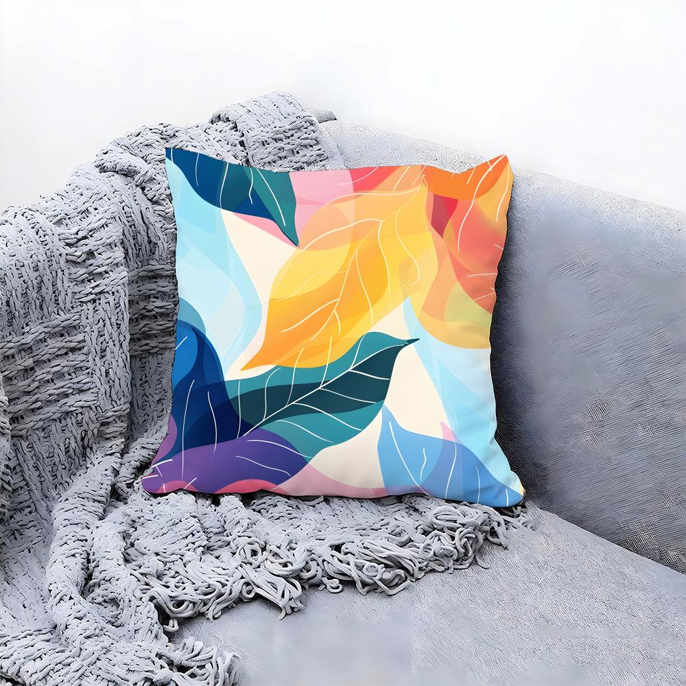 Natural Artistic Leaves Pattern Cushion Cover Premium Comfort Reversible Pillow Cove in One Design for Any Room  Car Interior