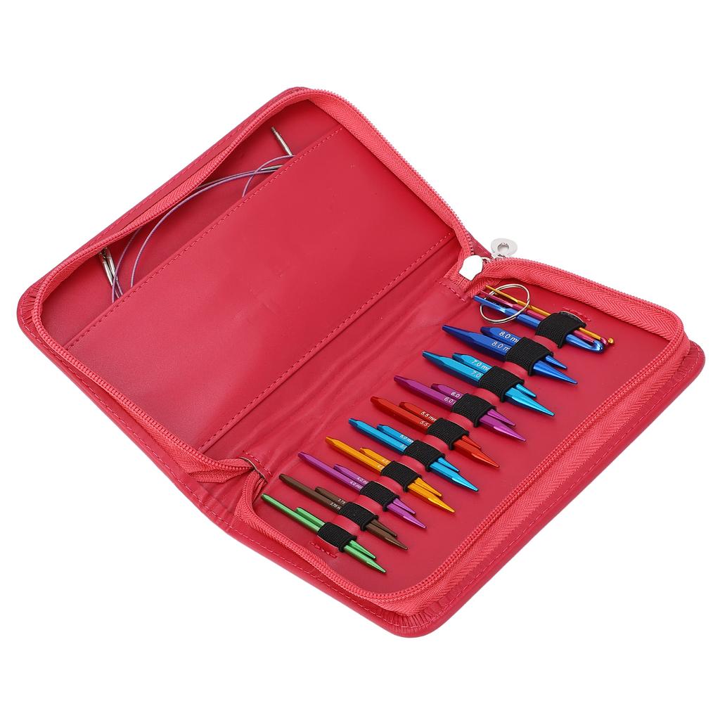 Cube Knitting Needle Set Detachable Aluminum Square Sleeve Needles with Buttons Cables Crochet