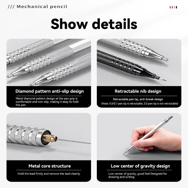0,3/0,5/0,7 мм розовое золото карандаш профессиональный художественный рисунок письмо металлические автоматические карандаши канцелярские принадлежности