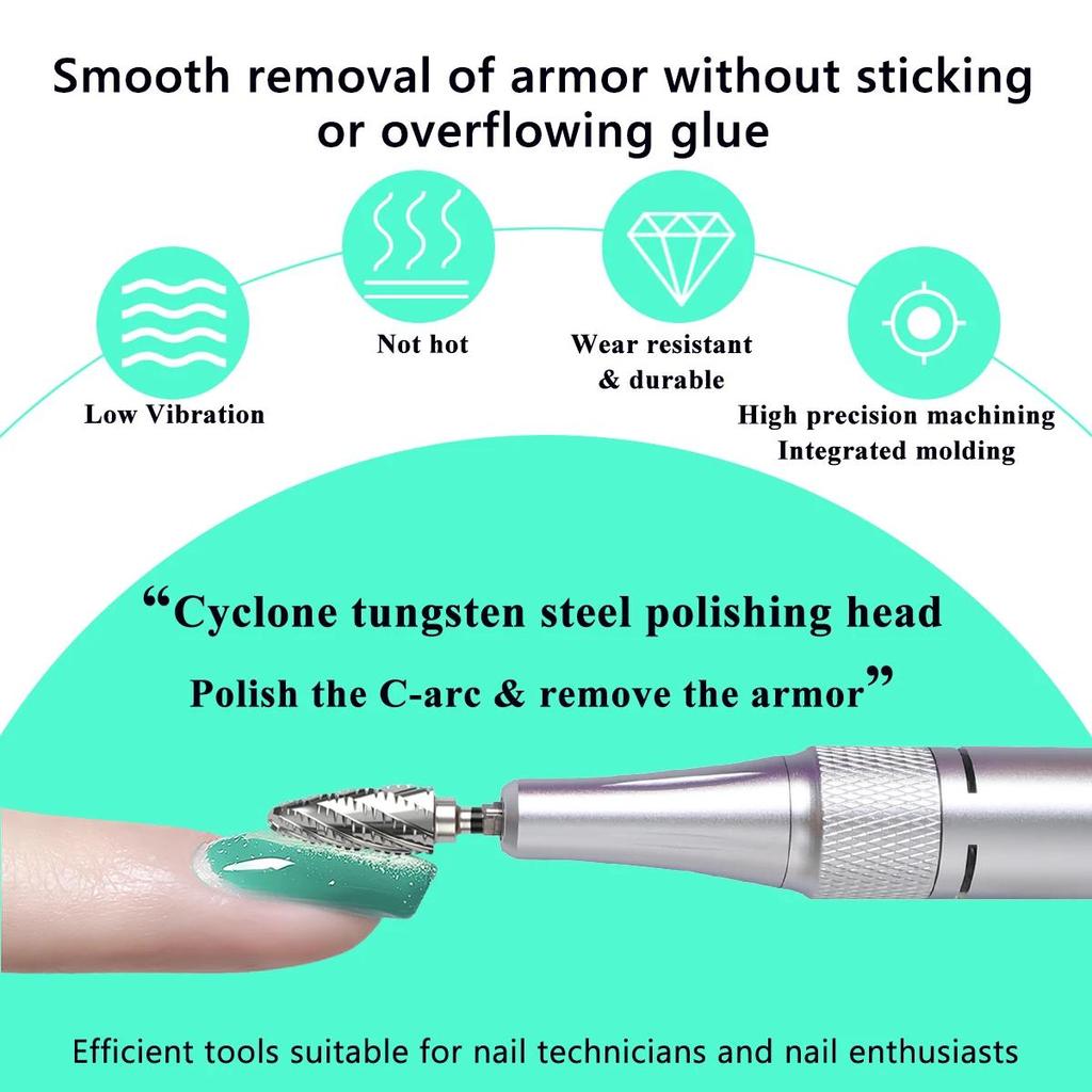 1 or 2 Pcs Tungsten Nail Drill Bits Rotate Electric Milling Cutters For Manicure Machine Quick Removal