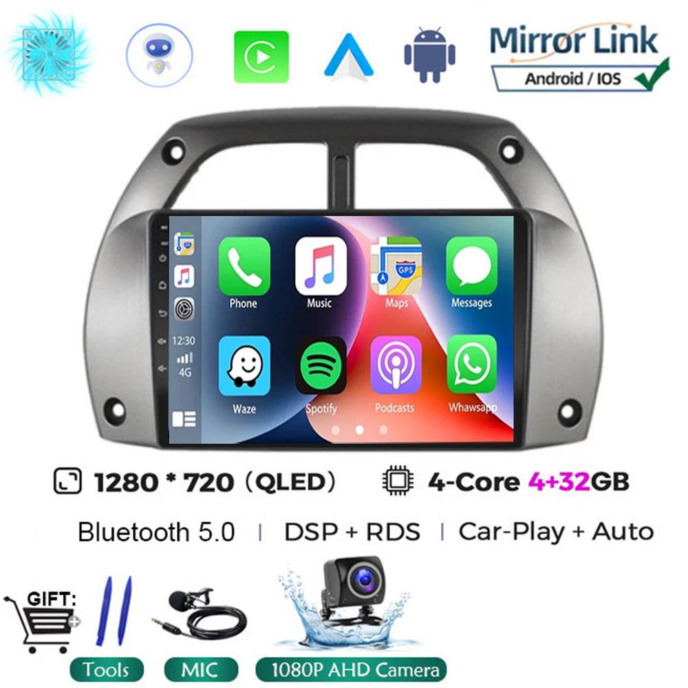 Android 14 Car Radio For Toyota RAV4 Rav 4 2001 - 2006 Multimedia Player Carplay QLED Touch Screen Auto Stereo 4G WIFI