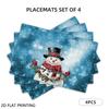 4pcs/6pcs Christmas Blue Snowman Pattern Placemats,Kitchen Table Mat,Coffee Mat,Home Decoration,Suitable for Daily Holiday Kitchen Banquet Party Table