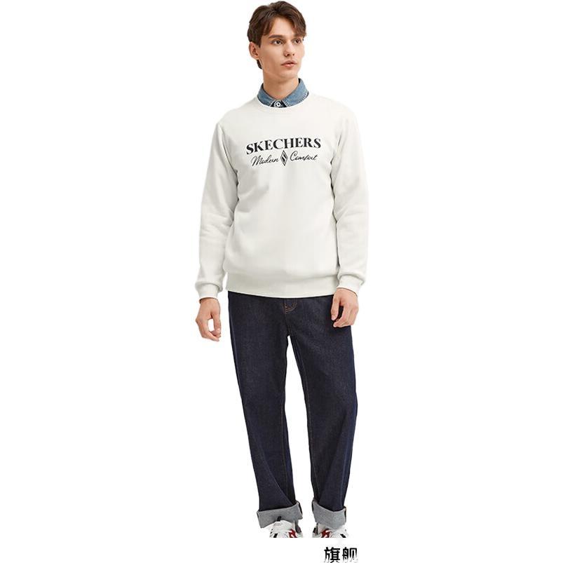 Skechers Diamond Series Letter Printed Crew Sweater 'White Black' Men's L423M173-0074