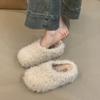 Thick-bottomed small man with inner height increase, gentle and cute, sheep curly hair, warm and velvet, one pedal, Muller cotton slippers.