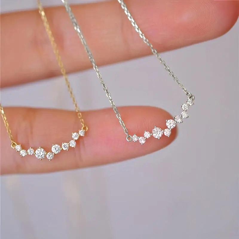 Simple Stylish Women's Pendant Necklace with Dazzling Small Cubic Zirconia Daily Wear Statement Jewelry Hot