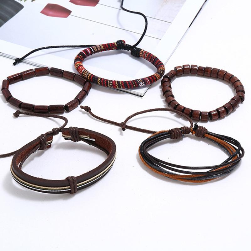 RUI RUI YU 5 шт./компл. браслеты плетеные кожаные браслеты винтажные браслеты в этническом стиле для мужчин и женщин