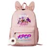 Детский школьный рюкзак для девочек с принтом K-pop Зои, Миры и Руми, повседневный рюкзак с заячьими ушками.