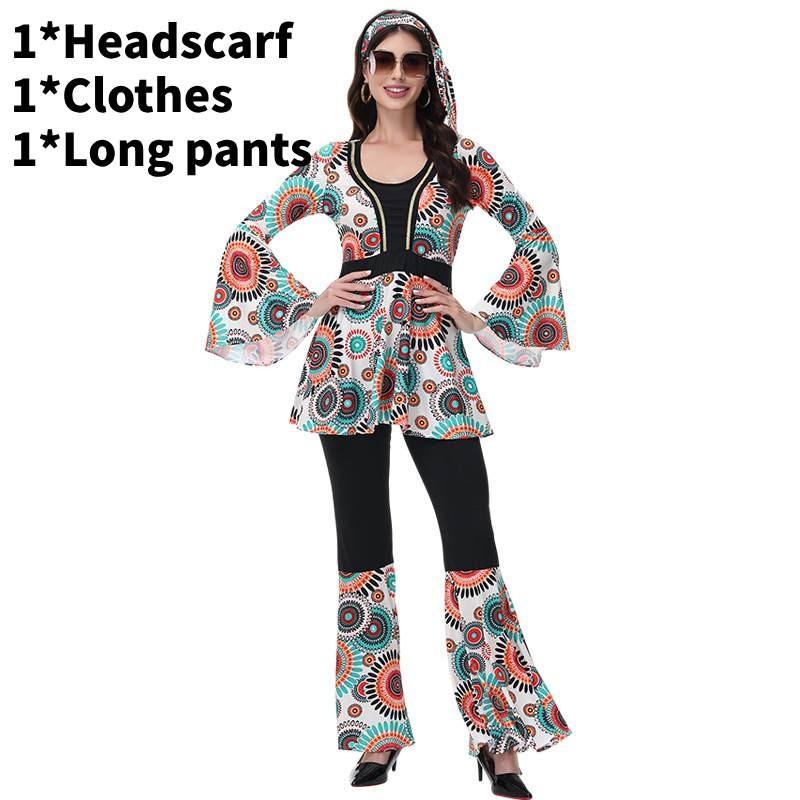 Disco Dj Hippie Costume For Unisex Party Cosplay With Spandex Material
