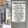 1 шт., Мотивационные цитаты Металлический знак Декор стены 7 правил для жизни Мотивационные цитаты Винтажный знак Офис Дом Класс