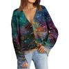 Женский модный кардиган с длинным рукавом, V-образным вырезом, на пуговицах, свободного кроя, с рождественским принтом
