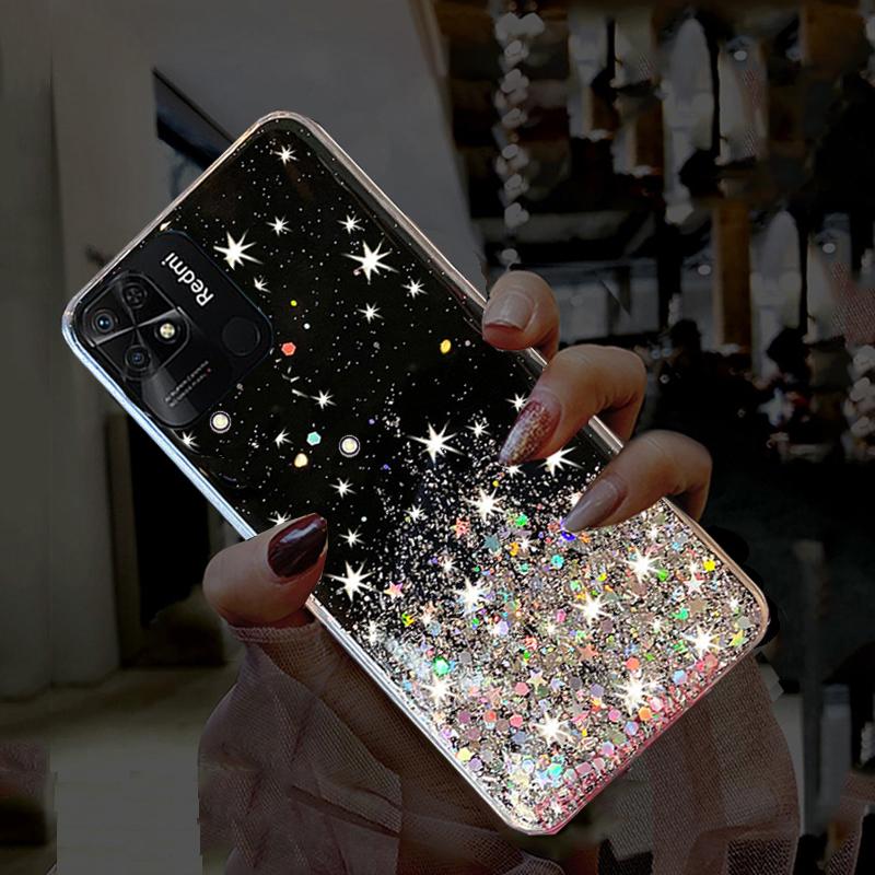 Чехол для телефона для Xiaomi Redmi 10C 4G, роскошный мягкий чехол с градиентом и блестящими звездами для Redmi 10C 10 C, противоударный, прозрачный, силиконовый, задняя крышка