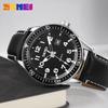 Skmei Watch Black Leather Strap Big Face Simple Hand Watch Waterproof Brand Analog Business Stylish Casual Luminous Arabic Numerals Date Watch Luxury