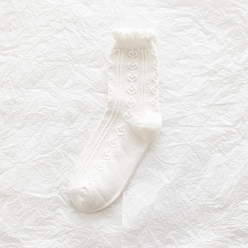 Женские носки с рюшами и манжетами, носки до щиколотки, всесезонные мягкие трикотажные хлопковые носки, однотонные носки под платье салата