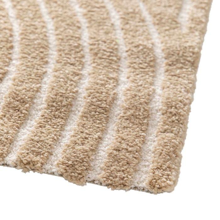 Tapis salon à relief géométrique doux beige 160x230