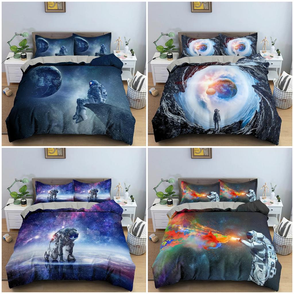 3D Design Duvet Cover Bedding Sets Spaceman Pattern Comforter Cover Pillowcases Double Single King Queen Size Bedclothes