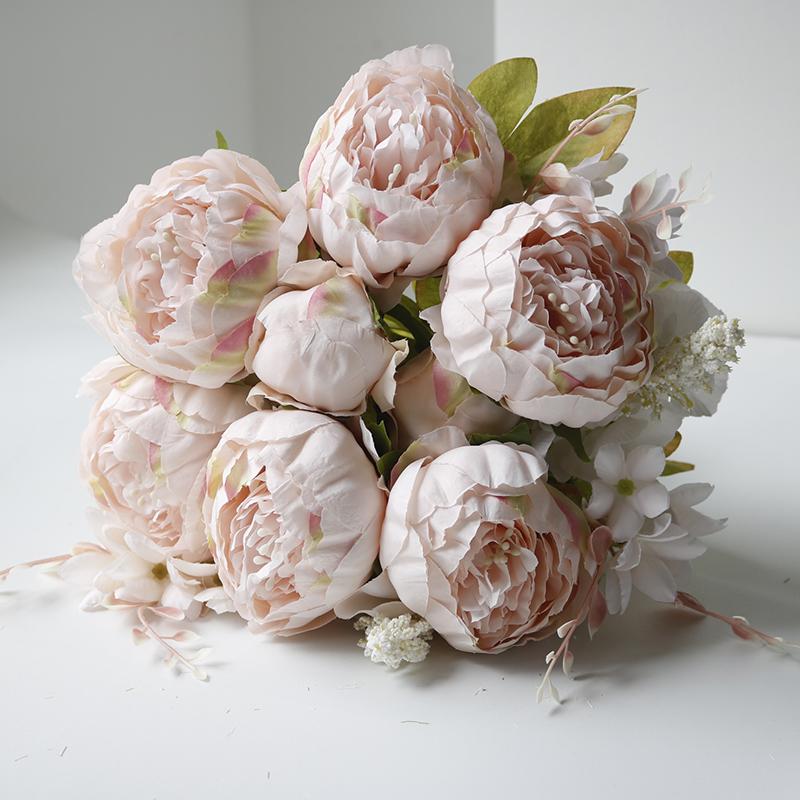 13 Heads Silk Peony Artificial Fake Flowers Wedding Bouquet Home Party Decor
