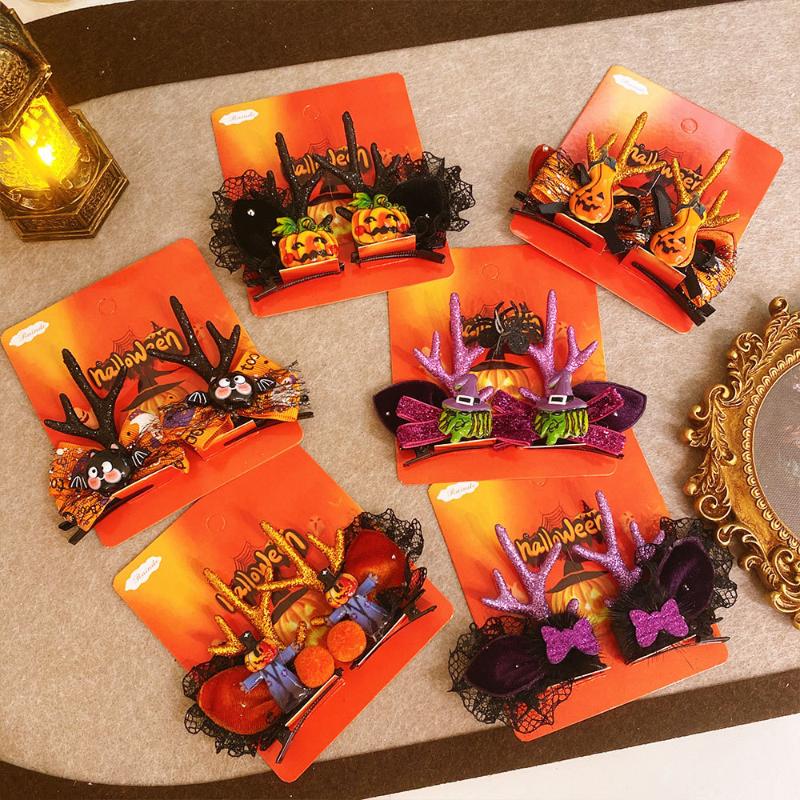 Смешные аксессуары для волос на Хэллоуин Милые детские шляпки и заколки Тыква Летучая мышь Декор Заколки для волос для детской вечеринки Маскарадный головной убор