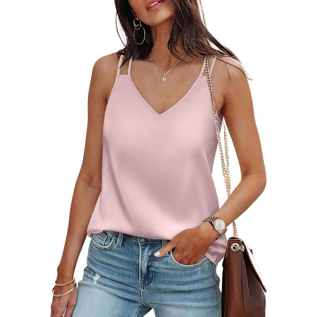 Summer Ladies Casual Solid Color Sleeveless Camisole T-Shirt Tops For Women
