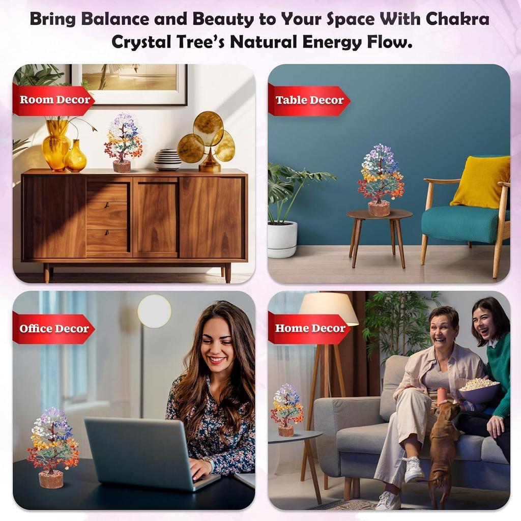 Чакра Древо Жизни для позитивной энергии - Декор по фен-шуй, искусственный бонсай, кристаллы и целебные камни, денежное дерево, декор комнаты