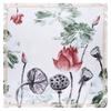 90cm Retro Chinese Style Lotus and Leaf Ladies Imitation Silk Square Scarf Hijabs For Women