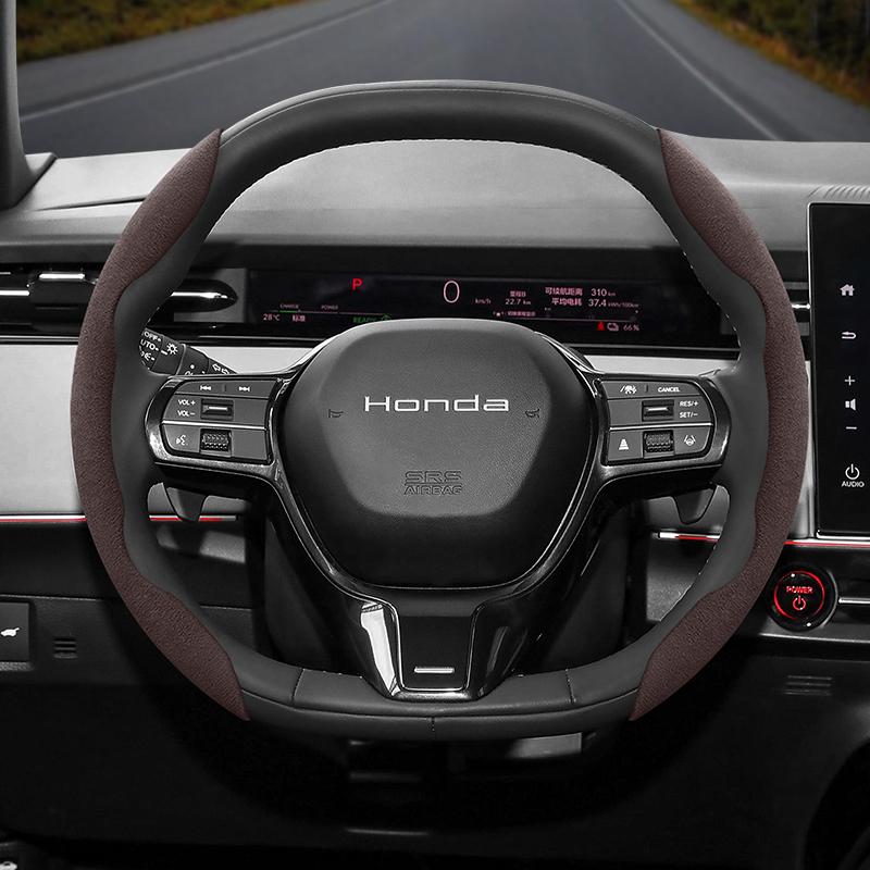 ZAG1 Suitable for Honda Anti-Slip Buckle Segmented Suede Steering Wheel Cover Suitable for Civic Fit 8Th Gen 8 City Accord 9 10 Vezel Freed Breeze 7  