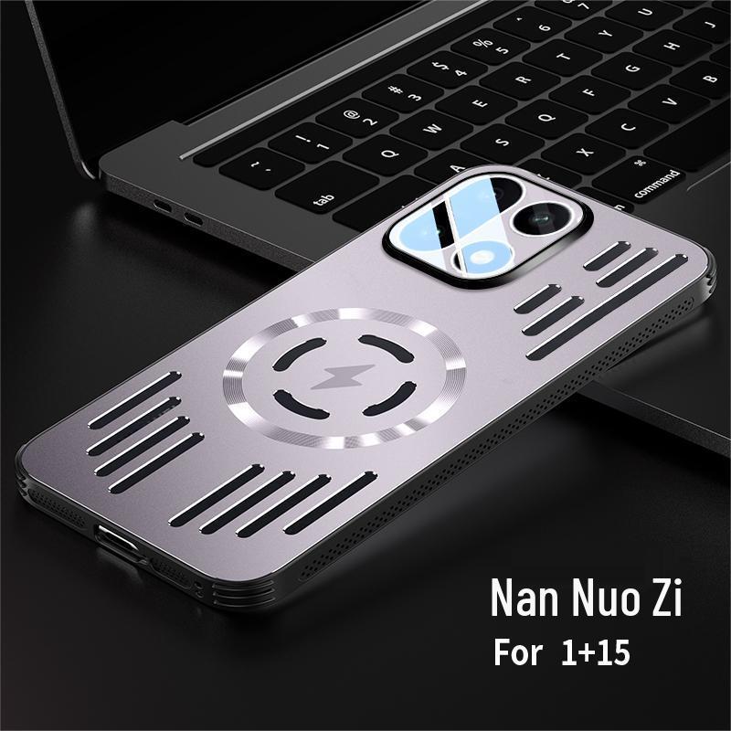 Противоударный чехол-подушка для OnePlus 15: Ледяной алюминий, Магнитное рассеивание тепла, Матовый металл, Легкий.