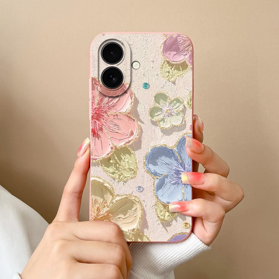 Для Apple iPhone 16 Plus 16pro 16promax новый чехол симпатичный цветочный узор облаков мягкий тонкий жидкий силикон высокое качество ударопрочный чехол для iPhone чехол Capas