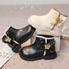 Girls Fashion Butterfly Boots Elegant Kids Short Leather Boots Chic Children Sweet Princess Boots Round-toe Anti-Slippery 2024