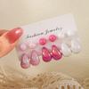 Popular pink water drop earrings set, European and American design stud earrings, versatile earrings, pair