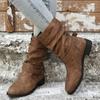 Women Ankle Boots Winter Fashion Low Heel Suede Female Shoes Classic Brown Black Lightweight Soft Comfortable Plataforma Mujer