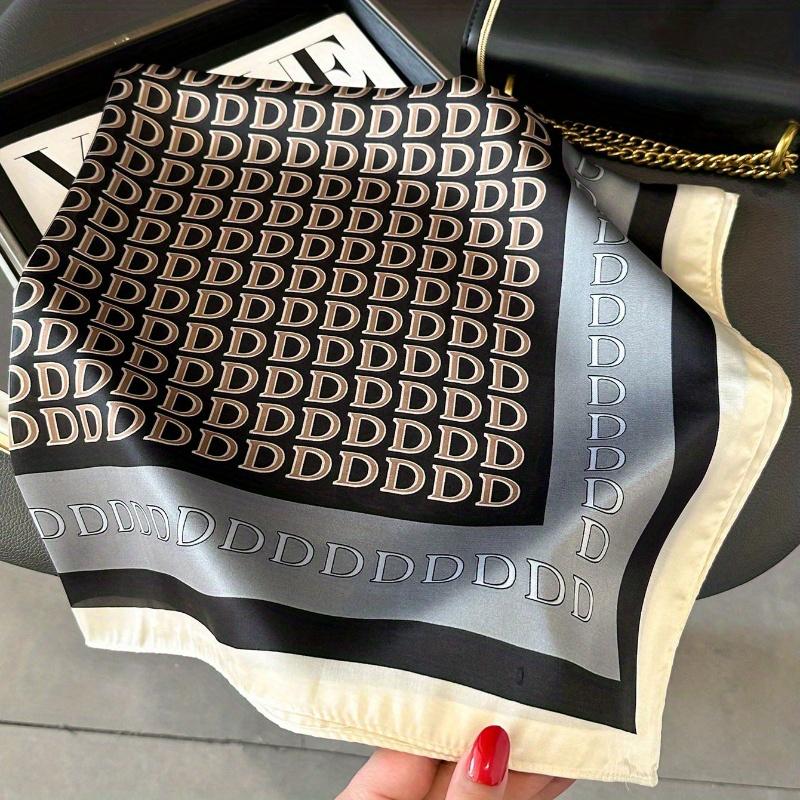1pc New Arrivals Silk Feel 'd' Letter Printed Bandana for Women, Can Be Used As Scarf, Waistband, Bag Accessory, Headband, Fashion Silk Scarf Bandana