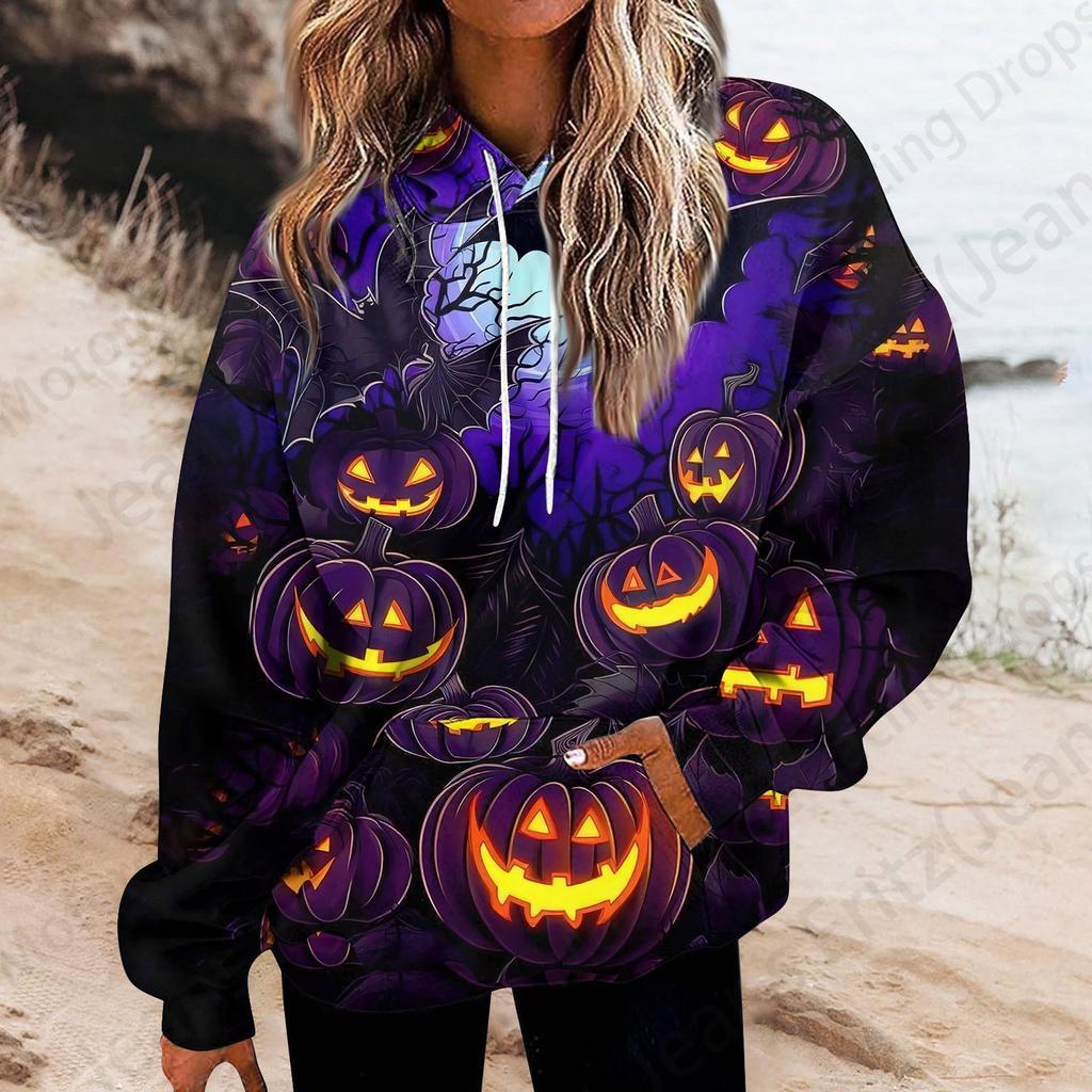 Happy Halloween 3D Print Hoodie Women Fashion Oversize Hoodies Women Sweats Halloween Hoodie Sweatshirt Women Sports Suits Coat