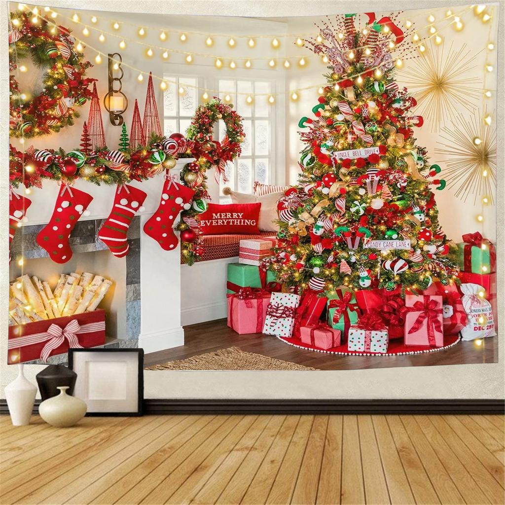 С Рождеством Санта-Клаус, рождественские украшения для елки, гобелен с принтом, украшение для дома, гостиной, спальни, стены, гобелен