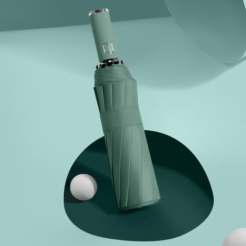 Автоматический складной зонт с 12 спицами, простой однотонный зонт.