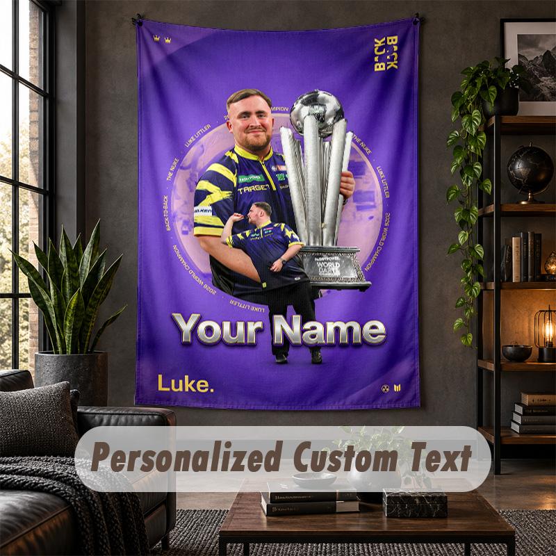 Personalized Wall Tapestry,Luke Littler Custom Text, Soft Fabric Wall Art For Indoor Decoration