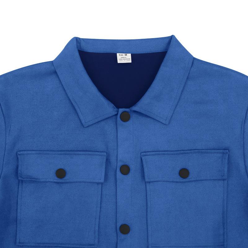 Европейский и американский стиль, мужской комплект из двух предметов: куртка и повседневные брюки, однотонный спортивный костюм с воротником-стойкой и карманами, осень-зима