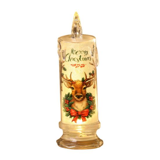 Рождественская светодиодная беспламенная свеча Рождественский снеговик Санта олень Мерцающие фальшивые столбовые свечи для праздничного домашнего декора