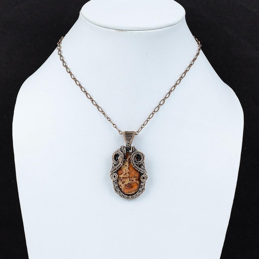 Asteroid Jasper Pendant Copper Wire Wrapped Pendant Handmade Pendant Asteroid Jasper Jewelry Gemstone Pendant Wire Wrap Jewelry Gift For Her